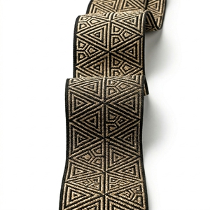 Bulk 50mm Black Gold Triangle Jacquard Ribbon Metallic Geometric Woven Trim for Luxury Packaging Bows Apparel Accessories - Product Image 2