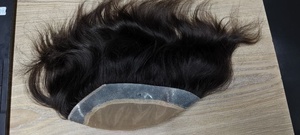 Prótesis Capilar de Cabello Humano Remy Indio con Ondas Naturales y Ondas Profundas, con Base de Encaje y PU, con Parte Central, para Hombres - Product Image 2