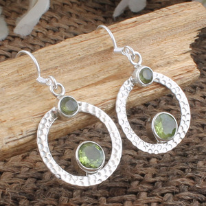 Boucles d'oreilles en argent sterling 925 avec péridot naturel de qualité AAA, pierres précieuses vert olive, bijoux pierres de naissance d'août pour femmes - Product Image 6