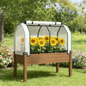 Fioriera Rialzata Marrone Pratica con Riparo Solare per Giardinaggio Esterno - Product Image 1