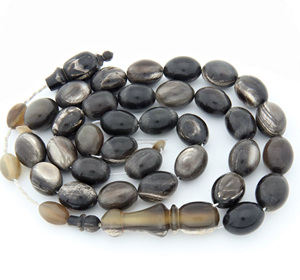 Chapelet islamique artisanal en corne de buffle naturelle, perles de prière imitation antique 33/100, Misbaha traditionnel - Product Image 1