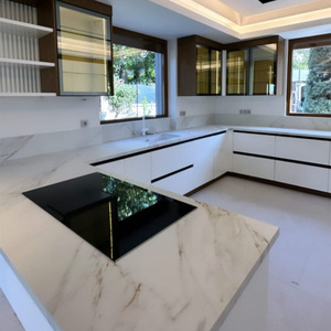 Ensemble d'armoires de cuisine modulaires de luxe moderne Berfa Apartment, plan de travail en marbre, design personnalisé, cadre en aluminium, meubles pour projet résidentiel - Product Image 2