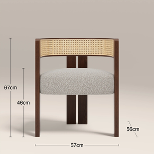 Modern Solid Wood <b>Dining</b> <b>Chair</b> Upholstered Fabric Seat Cane Back Midcentury Design Home Furniture - Product Image 6