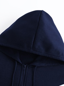 <b>Mens</b> Navy Blue & White Solid Fleece Zip up <b>Hoodie</b> Regular Fit Knitted Front Zipper Casual Winter Wear Quick Dry Breathable - Product Image 3