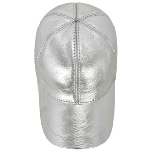 Custom Metallic Silver Genuine Napa Leather Baseball Cap Unisex Real Leather Sports Cap Adjustable Leather Dad Hat Wholesale - Product Image 2