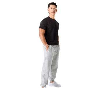 Pantalon de jogging unisexe gris chiné en molleton, mélange de coton doux, coupe décontractée, pantalon de survêtement, fabrication OEM, approvisionnement en gros personnalisé - Product Image 4