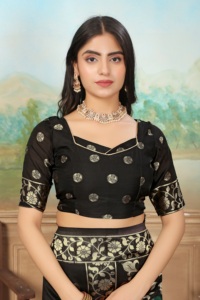 Black Silk Saree Traditional Indian <b>Wedding</b> & Party Wear Women's Best Price - Product Image 2