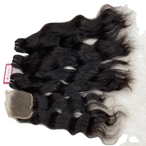La migliore vendita di cuticole vergini ondulate naturali allineate remy 100% capelli umani estensioni dei capelli di trama nera naturale disegnate doppie invisibili