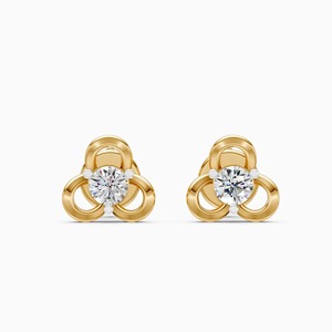 Boucles d'oreilles clous Trillium Bloom en diamant de laboratoire de 0,17 ct en or jaune, blanc et rose 9 carats - Product Image 1