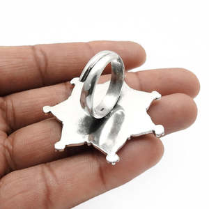 New Ethnic Design 925 Solid Sterling Silver <b>Plain</b> <b>Ring</b> Pretty Flower Design Bohemian <b>Ring</b> With Round Cut Multi Ruby Gemstone - Product Image 3