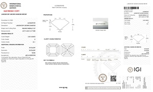 Diamant de laboratoire CVD taille Asscher, couleur D, clarté VS1, 2,00 carats, avec certificat IGI, pour bijoux de mariage et centre de table - Product Image 2