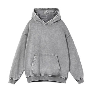 <b>Men's</b> Vintage Washed <b>Grey</b> Hoodie Casual Pullover <b>Sweatshirt</b> With Front Pocket Long Sleeve Loose Fit Tops - Product Image 4