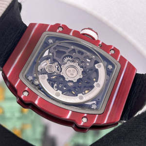 Reloj mecánico automático deportivo para hombre, de fibra de carbono ultrafino rojo de alta gama, modelo RM67-02 - Product Image 6