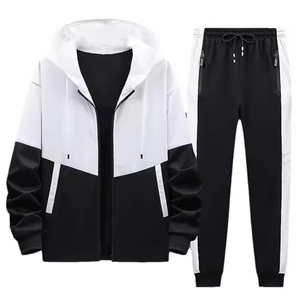 Conjunto Deportivo Unisex 2026 con Bloques de Color, Sudadera con Capucha y Cierre de Cremallera, Pantalones Deportivos Transpirables de Poliéster para Primavera, Ropa para Adultos - Product Image 3