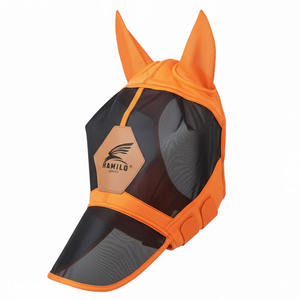 Masque anti-mouches pour chevaux au design optimal, protection UV, confortable, avec oreilles, respirant, élastique, avec couvre-yeux en maille - Product Image 2