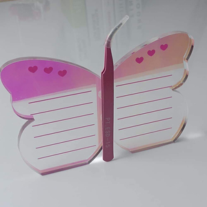 Placa Rectangular Acrílica 2 en 1 para Extensión de Pestañas con Compartimento Integrado para Pegamento, para Aplicación Rápida y Diseño de Mariposa - Product Image 5