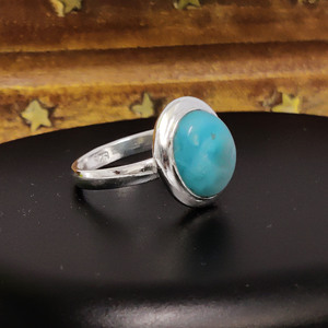 Bague en larimar naturel, argent sterling 925, bijoux faits à la main pour femmes - Product Image 2