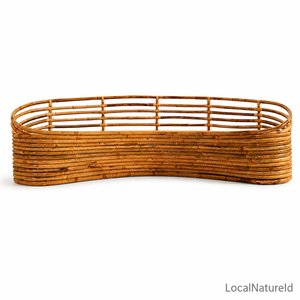 Handwoven Three Seat Modern Rattan Sofa Curved Wicker Lounge Bench with <b>Foam</b> Filling Natural Living Room <b>Seating</b> - Product Image 2