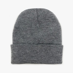 Bonnet unisexe en acrylique tricoté couleur beige unie, design à revers, 58-60CM, chapeau d'hiver décontracté pour adultes, modèle courant 2027 - Product Image 5