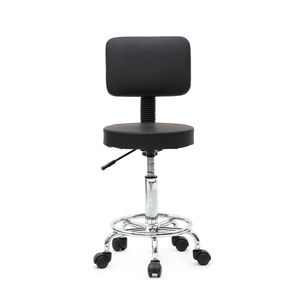 Sgabello da Salone Regolabile di Forma Rotonda con Schienale, Arredamento per Salone Nero - Product Image 1