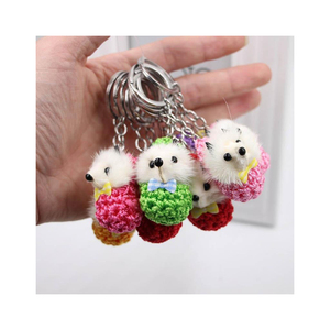 <b>Cute</b> Faux Fur Koala Plush Keychain 3D Shape Cartoon Soft Toy Gray Color Carabiner Pendant - Product Image 5