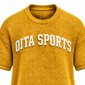 T-shirt tricoté pour homme Golden Mustard, manches courtes, col rond, texture décontractée, haut imprimé personnalisé, streetwear, mode estivale, vente en gros - Product Image 3