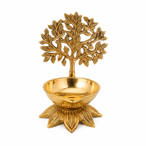 Lámpara de aceite moderna de latón para Puja, pequeña, tipo Diya, de metal, para decoración del hogar, regalo de agradecimiento - Product Image 1
