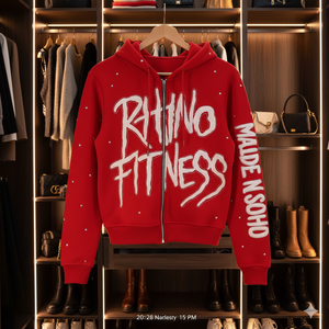 เสื้อฮู้ดดี้โอเวอร์ไซส์ผ้าฝ้ายสำหรับผู้ชาย RHINO FITNESS เสื้อสตรีทแวร์ระบายอากาศดี ดีไซน์เนอร์สไตล์ โลโก้ประดับเพชร ผลิตโดยผู้ผลิตเสื้อผ้า - Product Image 2