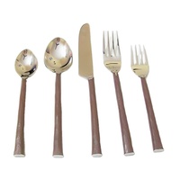 Ensemble de couverts de luxe en acier inoxydable |   Ensemble de couverts de mariage en ivoire à motif champêtre avec poignée torsadée (fourchette, cuillère, couteau)