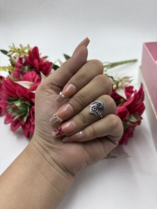 Handmade <b>Crown</b> Set In Silver Plated Amethyst <b>Ring</b> Vintage Round Shape Statement <b>Ring</b> For Women - Product Image 6