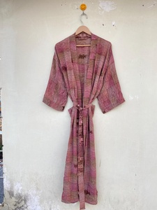 Belle Robe De Chambre Rose Vintage Kimono Robe Robe De Mariée Robe De Soie Lounge Wear Boho Kimono En Soie - Product Image 6