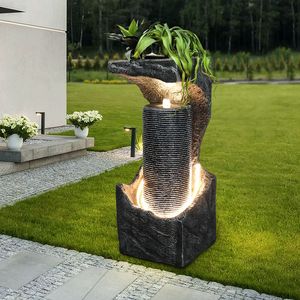 Fontana e Cascata Moderna da Esterno con Illuminazione LED, Altezza 33,4 Pollici - Product Image 1