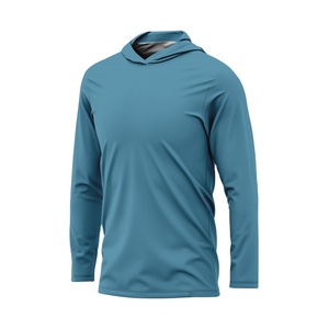 Camiseta Deportiva de Manga Larga con Capucha para Hombre, Color Azul Claro, Absorbente de Humedad, Corte Regular, Color Sólido - Product Image 5