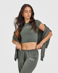 Top Quality Dark Khaki Women's Lightweight Straight Leg Graphic Joggers Terry Fleece Women's Sweatpants Women's Pants & <b>Trouser</b> - Product Image 6