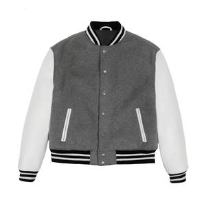 Soft Polyester/Cotton Men's Letterman Jacket Stand Collar Front Logo Reversible Windproof Winter Custom Wear Plain Color <b>Fleece</b> - Product Image 1