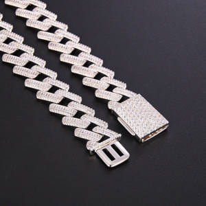 สร้อยคอแฟชั่นหรูหราสำหรับผู้ชาย เงินแท้ 925 ชุบโรเดียม ประดับเพชรแบบฮิปฮอป Cuban Link - Product Image 3