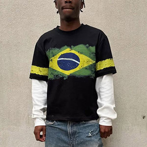 เสื้อยืดโอเวอร์ไซส์ทรงบ็อกซี่ผ้าฝ้ายแท้ 100% หนานุ่มสำหรับผู้ชายและผู้หญิง สกรีนลายตามสั่ง เสื้อยืดแขนยาวสองชั้นสำหรับผู้ชาย - Product Image 3