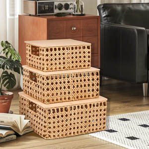 Lot de 3 paniers de rangement en rotin tissé à la main - Product Image 2