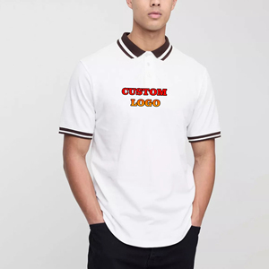 Polo de golf pour homme 100 % coton, poids lourd 180g, logo imprimé par transfert thermique, couleur unie, tricoté, séchage rapide, 2026 - Product Image 1