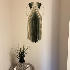Tapiz de Macramé Bohemio, Diseño Geométrico Abstracto Circular, Fibra Natural, Decoración para el Hogar, Pieza de Arte para Sala de Estar, Un Solo Pieza - Product Image 6