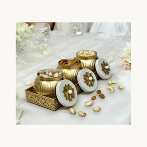 Luxury Metal Dry Fruits <b>Storage</b> <b>Box</b> Set Stylish Customized Decorative Gift <b>Box</b> Set For Home Kitchen Festival Collection - Product Image 1