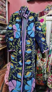 Chaqueta Larga de Algodón Bordada a Mano con Cuello Mandarín, Estampado Floral, Manga Larga, para Primavera, MULTICOLOR - Product Image 2