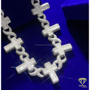 Collier personnalisé en argent sterling 925 avec croix, diamants moissanite, chaîne de luxe hip-hop sertie de pierres pour bijoux - Product Image 3