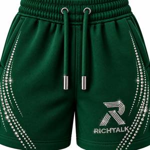 Men's Rhinestone <b>Shorts</b> High Waist Drawstring Casual <b>Sport</b> <b>Short</b> Pants Sequined Letter Logo Design - Product Image 4