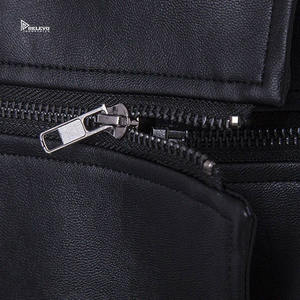 Nouvelle veste bomber aviateur matelassée en cuir de vachette 100% véritable bleu vieilli, col montant zippé noir, pour homme, hiver, OEM - Product Image 5