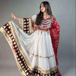 Ropa y Accesorios Vestido Tribal de Algodón y Chifón para Mujer Afgana con Elegante Bordado Floral para Celebraciones Festivas - Product Image 5