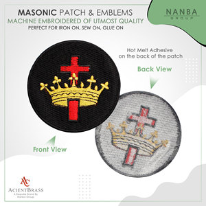Masonic Knights Templar Cross and Crown Embroidered <b>Canvas</b> Sew or Iron on Patch for Cloth and Gifts - Product Image 2