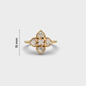 Bague de fiançailles en or blanc avec diamant rond taille brillant, sertissage pavé, forme fleur, bijoux fins classiques pour femme - Product Image 5