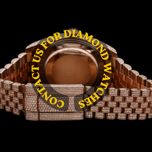 Montre-bracelet pour homme style Hip Hop, entièrement sertie de diamants Moissanite bicolores, cadran rond couleur marron avec bracelet en acier inoxydable - Product Image 2