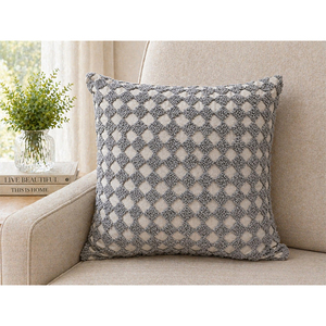 Luxury 100% Cotton Textured Embroidered <b>Cushion</b> <b>Cover</b> | Geometric Decorative Throw Pillow <b>Cover</b>, Living Room & Home Decor - Product Image 2